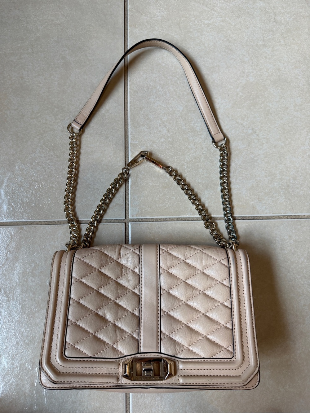 Rebecca Minkoff Quilted Crossbody Leather Bag Cream